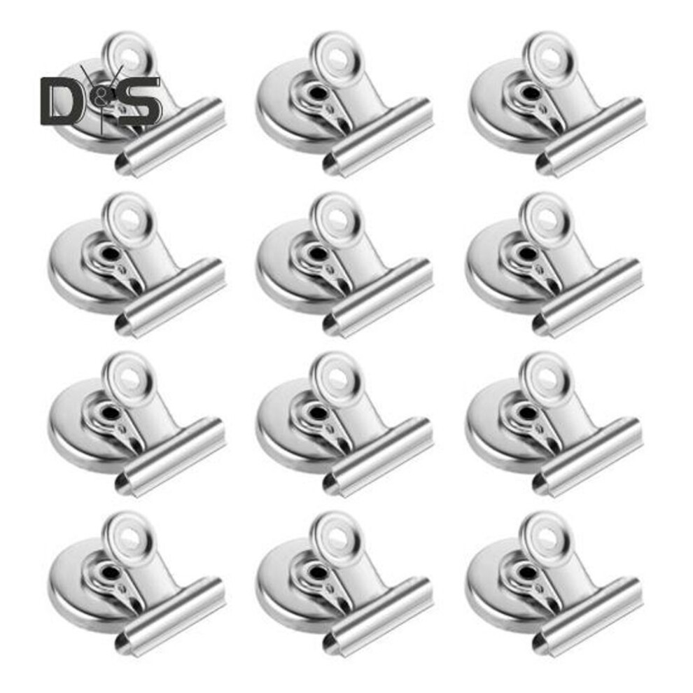 (silver) 12Pcs Magnetic Clips Versatile Whiteboard Magnets Convenient Fridge Magnets for Photos Calendars Keys