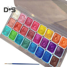 (as the picture, C) 20/24 Colors Watercolor Paint Set Seamless Blending High Transparency Fine Pigment Distribution Natural Gum Portable Palette