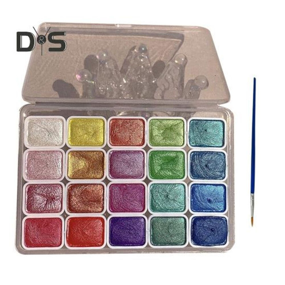 (as the picture, A) 20/24 Colors Watercolor Paint Set Seamless Blending High Transparency Fine Pigment Distribution Natural Gum Portable Palette