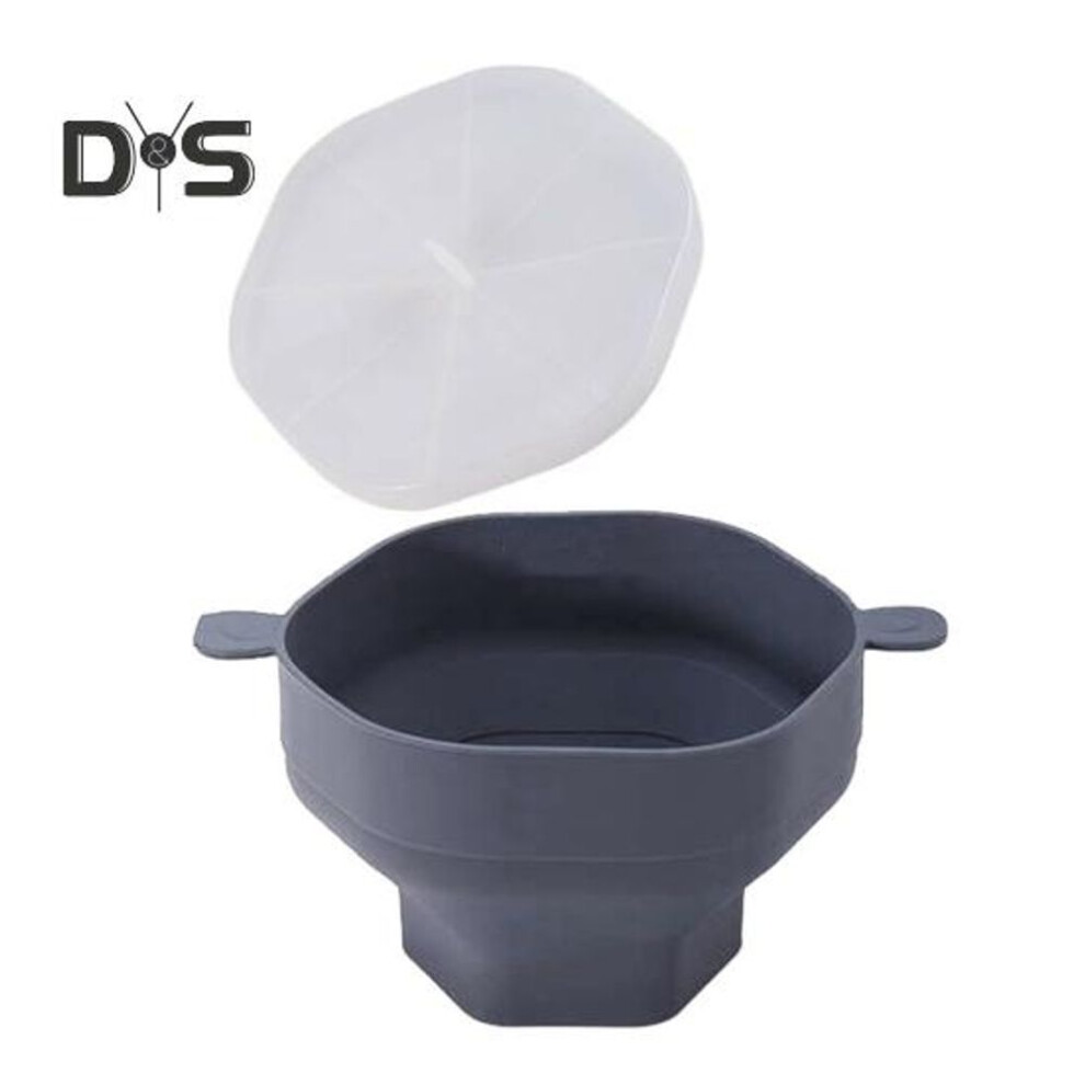 (grey) Silicone Microwave Popcorn Bowl With Lid Large Capacity Food Grade Bpa Free Heat-resistant Foldable Popcorn Maker Bucket Bowl