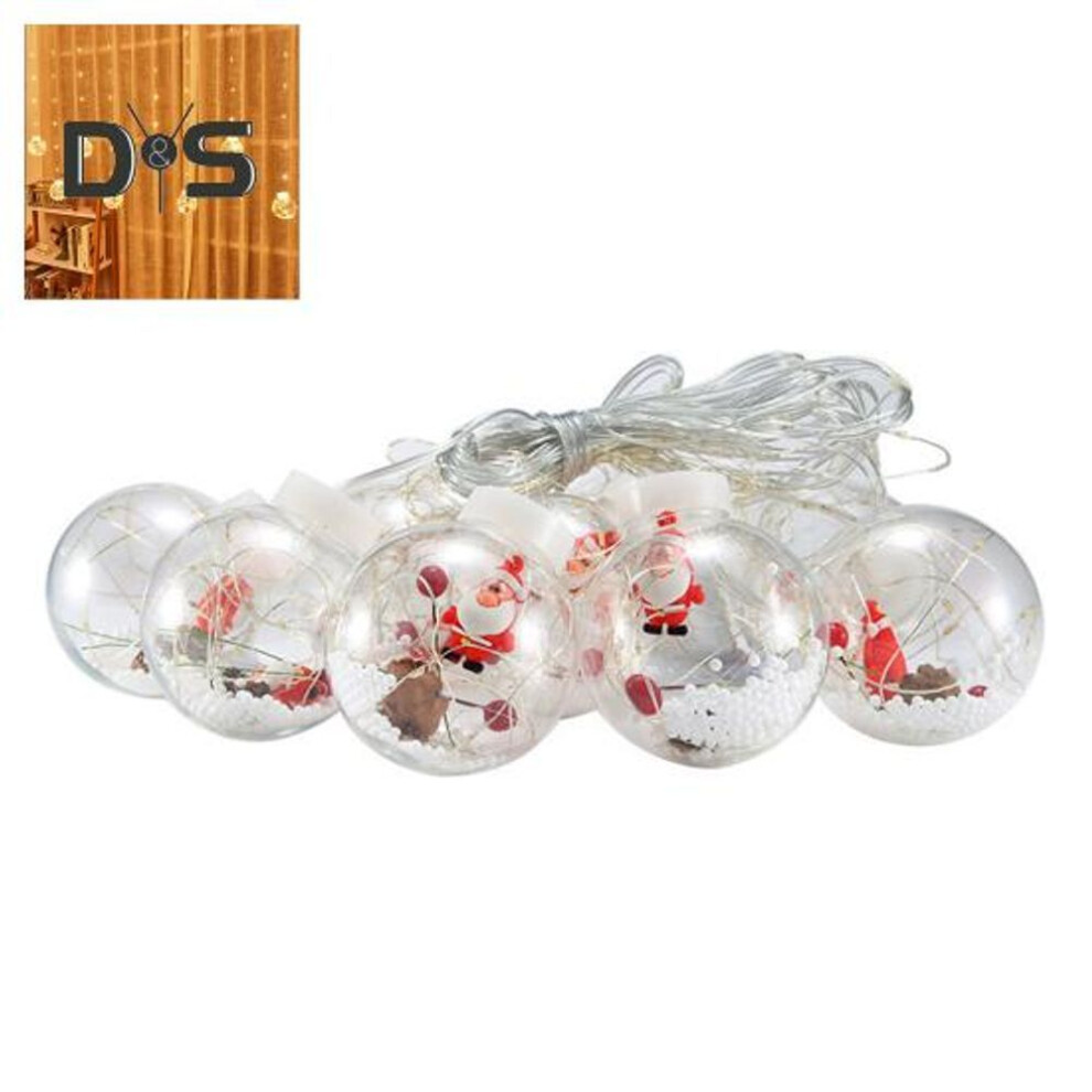 (red, Warm light) Christmas Led Ball String Light Wishing Ball String Light Decoration 10 Santa/snowman/tree Ball Curtain Lights Indoor/outdoor Decor