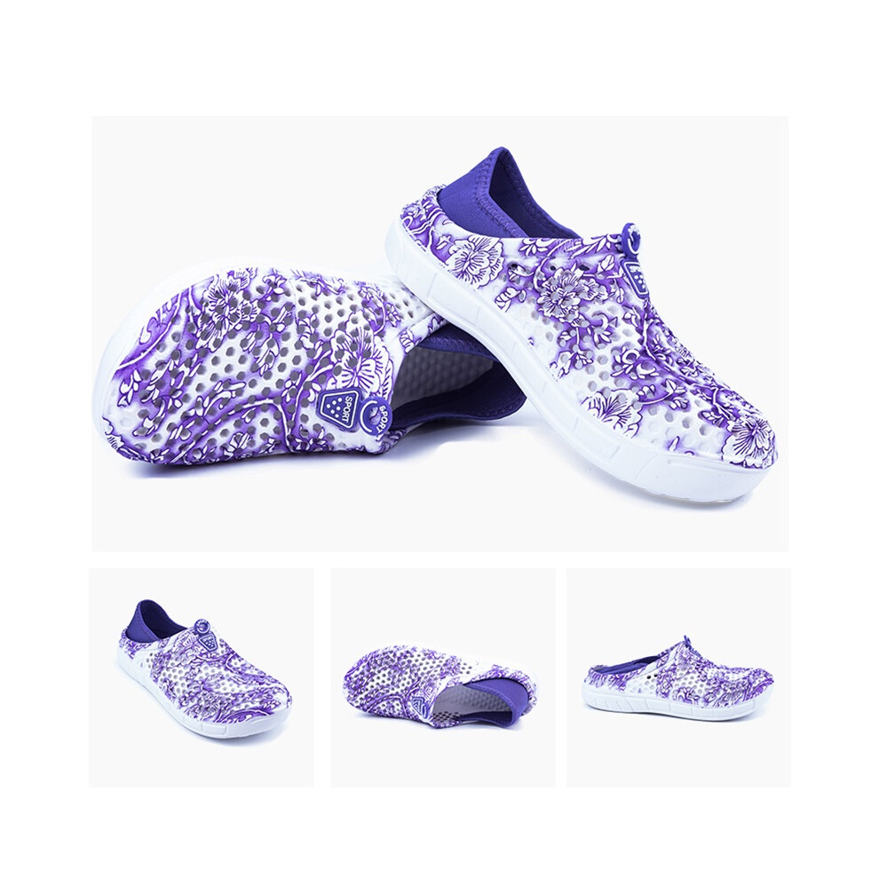 (Purple,EU39)Sandales de plage respirantes pour femmes été jardin chaussures en bois chaussons salle de bain