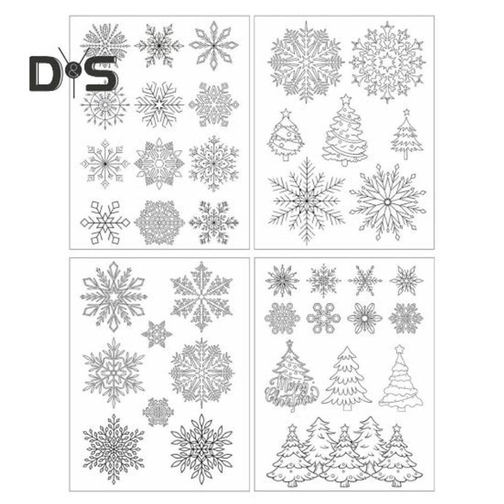 (as the picture, B) 4 Sheets Embroidery Stabilizer Water Soluble Hand Sewing Stabilizers Christmas Pattern Embroidery Stickers Wash Away Stabilizers For Embroidery