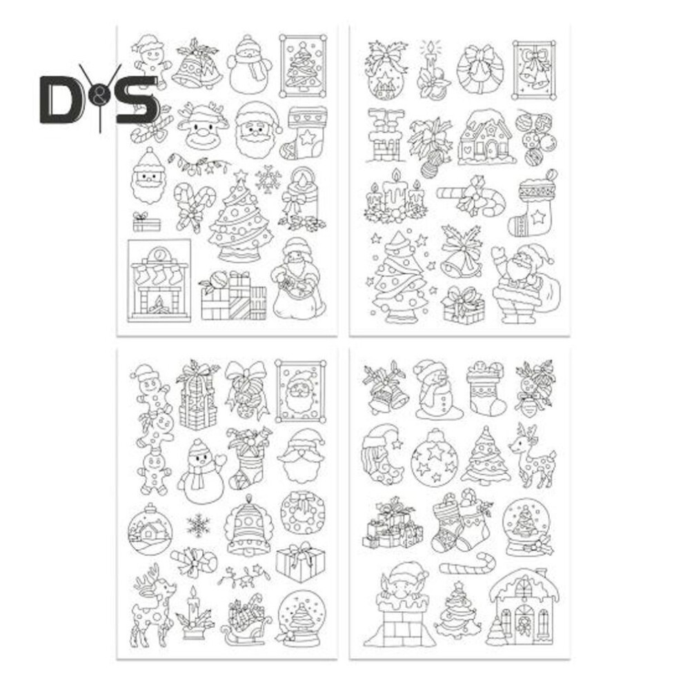 (as the picture, A) 4 Sheets Embroidery Stabilizer Water Soluble Hand Sewing Stabilizers Christmas Pattern Embroidery Stickers Wash Away Stabilizers For Embroidery