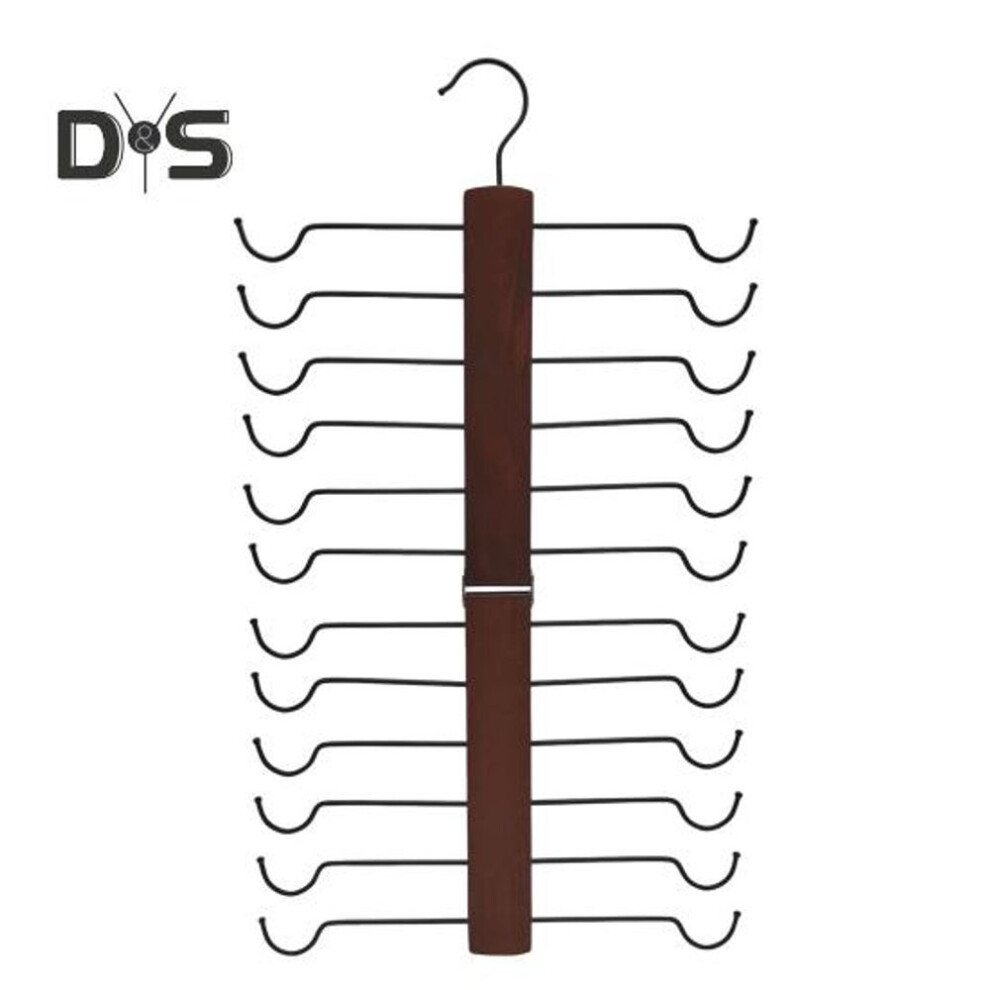 (dark brown) Multi-layer Clothes Hanger Organizer Rack Solid Construction Foldable Design Pants Hanger Space Saving Closet Organizer