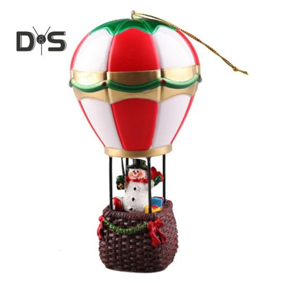 (as the picture, Snowman) LED Christmas Ornaments Resin Santa Claus Snowman in Hot Air Balloon Figurines Lighted Holiday Tabletop Decorations for Festive Home Decor