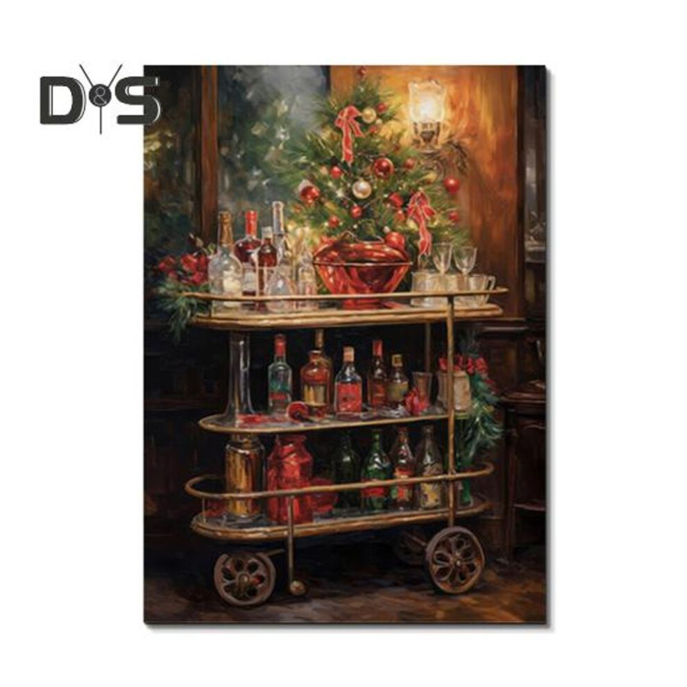 (as the picture, M H) Vintage Christmas Poster Unframed Wall Art Canvas Poster Santa Pine Tree Snowmen Festive Poster For Bedroom Living Room Dining Room