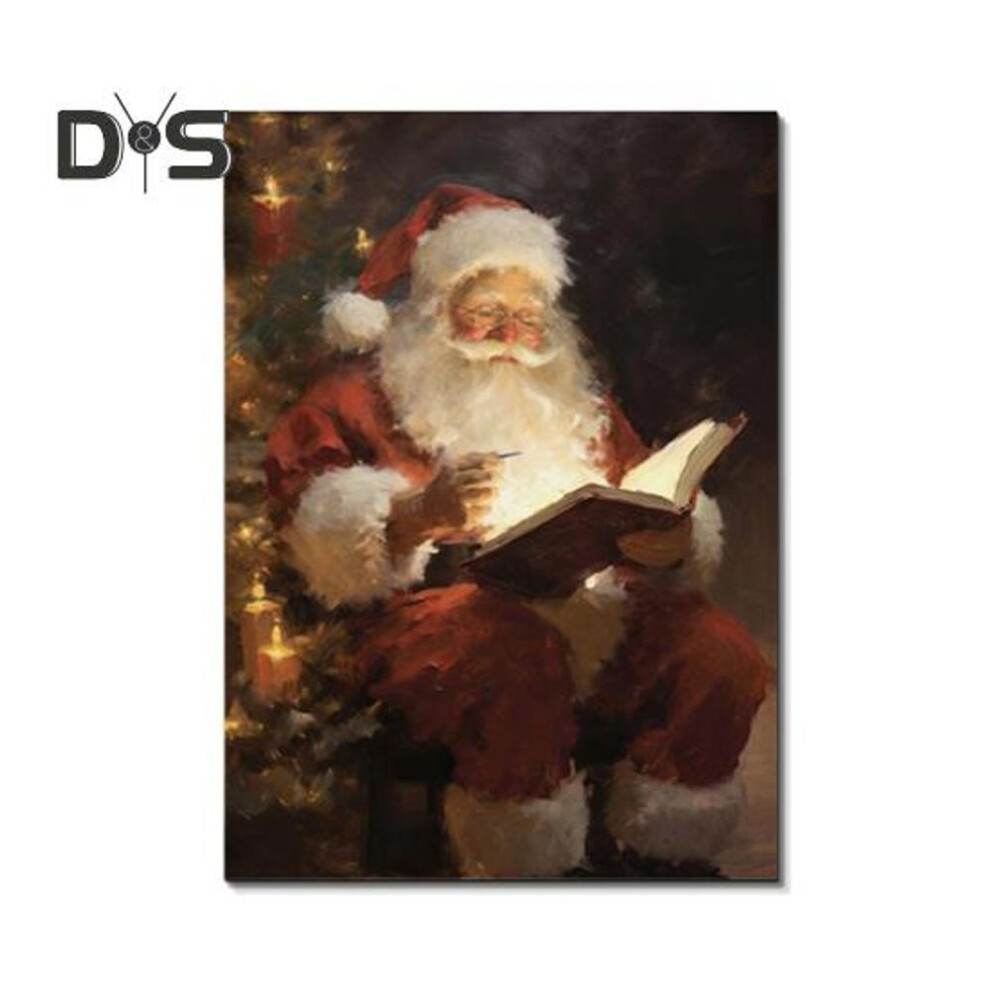 (as the picture, M F) Vintage Christmas Poster Unframed Wall Art Canvas Poster Santa Pine Tree Snowmen Festive Poster For Bedroom Living Room Dining Room