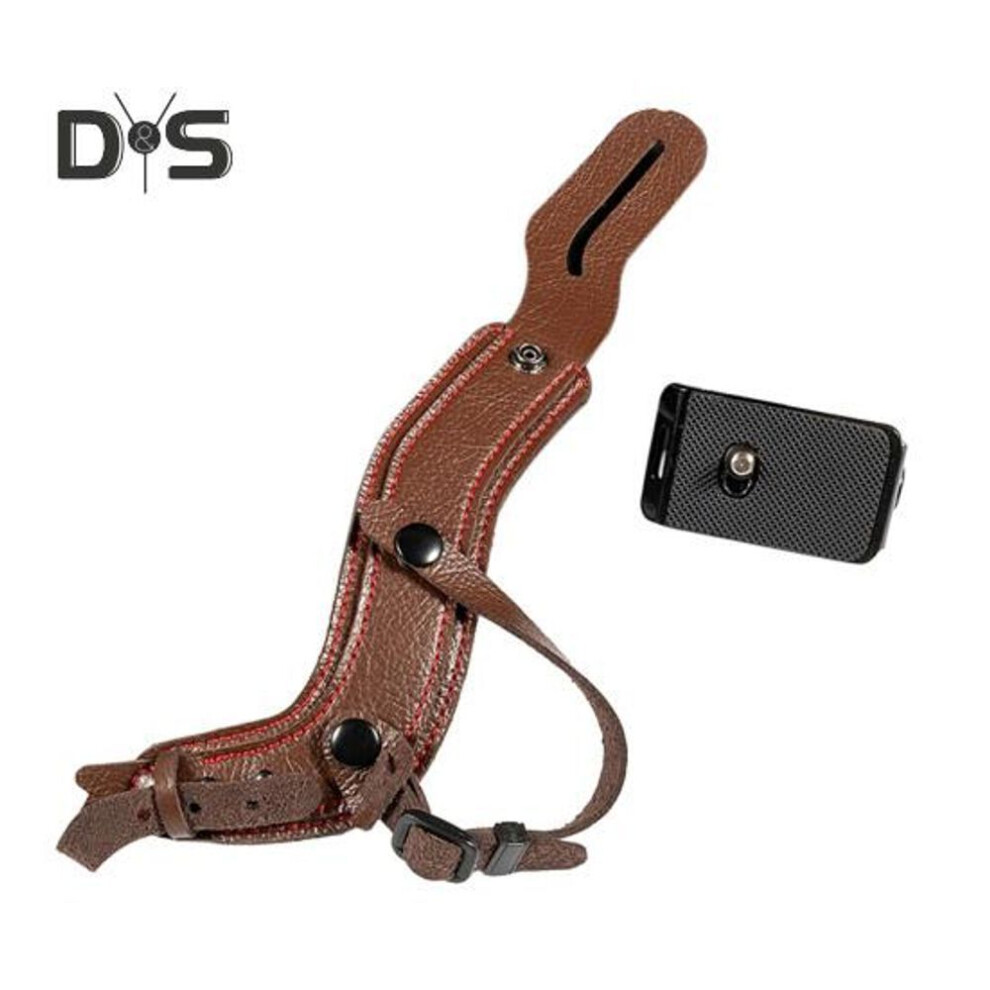 (brown) Camera Wristband With Snap Buckle Ergonomic Design Waterproof Wear Resistant Universal Camera Wrist Strap Decor