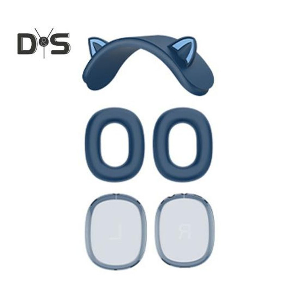 (blue) Headphone Protective Cover 360-Degree Protection Anti-Slip Waterproof Easy to Install Silicone Protector Case for AirPods Max