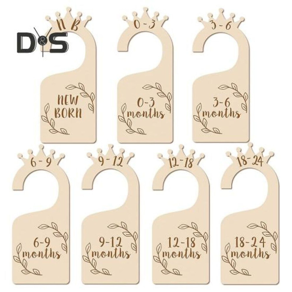 (as the picture, D) 7/8 Pcs Baby Wardrobe Dividers Closet Wooden Baby Garment Size Markers Newborn To Toddler Baby Clothes Size Dividers For Daily Baby Clothes