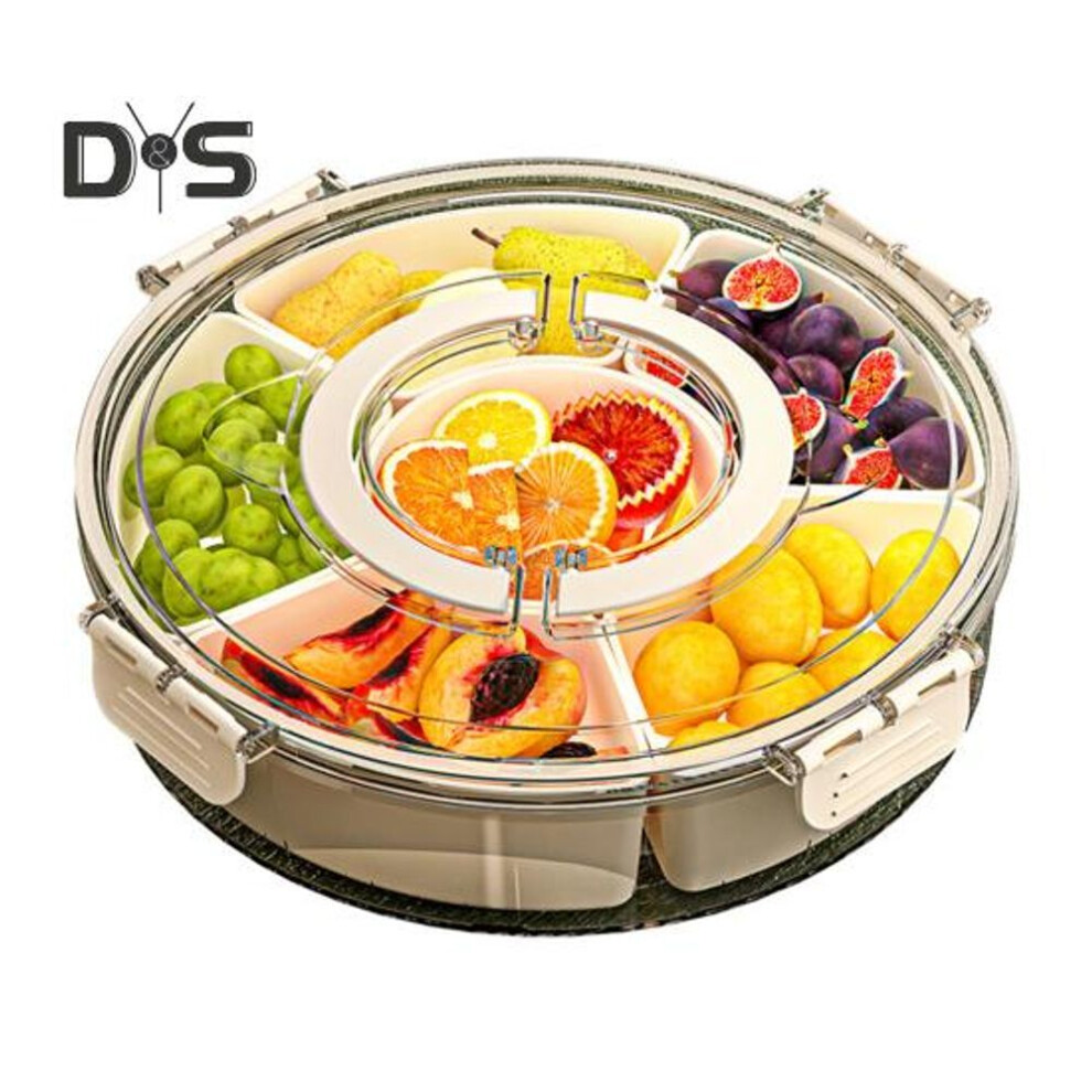Rotating Fruit Plate Snack Spinner With 6 Compartments Food-grade Container For Picnics Beaches Parties Travel Kids Snack Box Organizer For Fruits