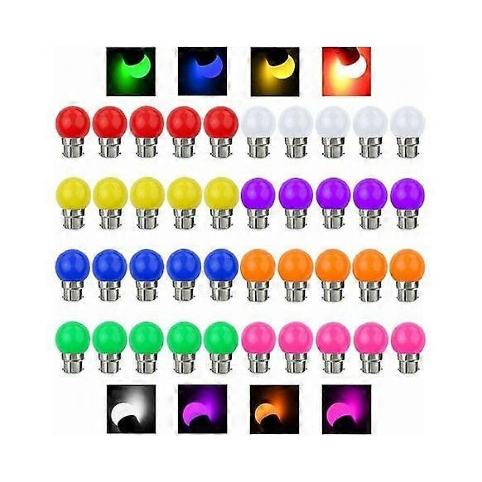 Color Led Light Bulb 3w 220v/50hz Bayonet Light Bulbs Garland Color Led Light Bulbs Multicolor, Pack Of 40