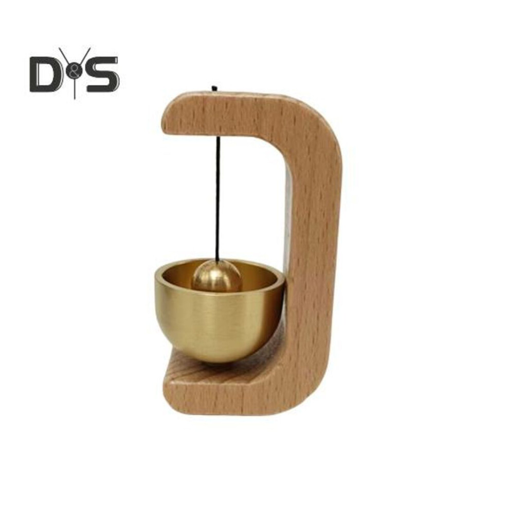 (as the picture, A) Brass Wood Shopkeepers Bell Loud Sound Front Door Hanging Bell Wind Chime Magnetic Door Opening Doorbell Home Office Coffee Shop Entrance Decoration