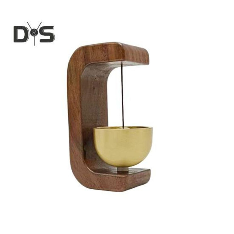 (as the picture, C) Brass Wood Shopkeepers Bell Loud Sound Front Door Hanging Bell Wind Chime Magnetic Door Opening Doorbell Home Office Coffee Shop Entrance Decoration