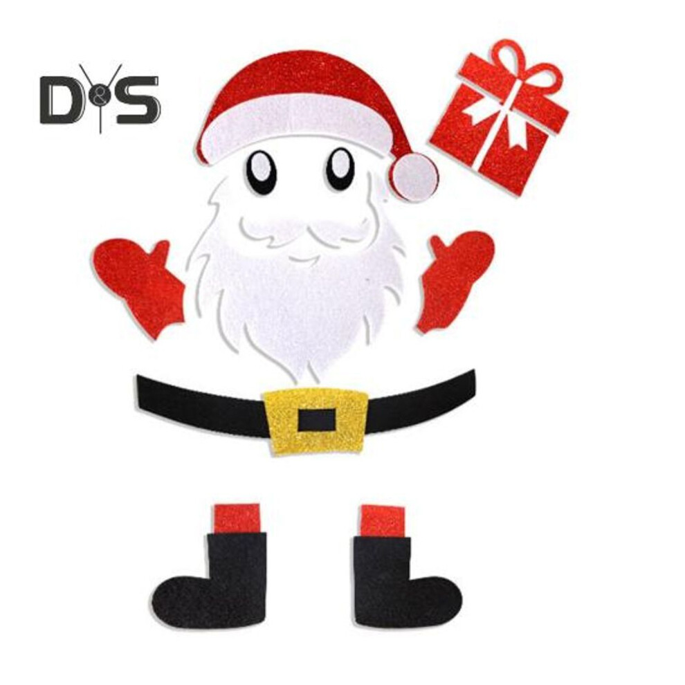 (as the picture, G) Christmas Door Stickers Santa Claus Reindeer Felt Decorative Stickers DIY Christmas Decoration Window Stickers for Doors Windows Walls