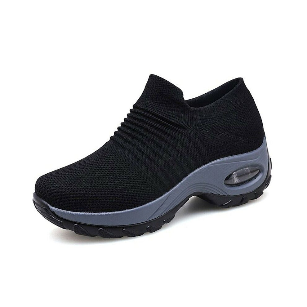 (BlackGray,EU39)Baskets femme maille sport course baskets slip tennis respirantes chaussettes chaussures