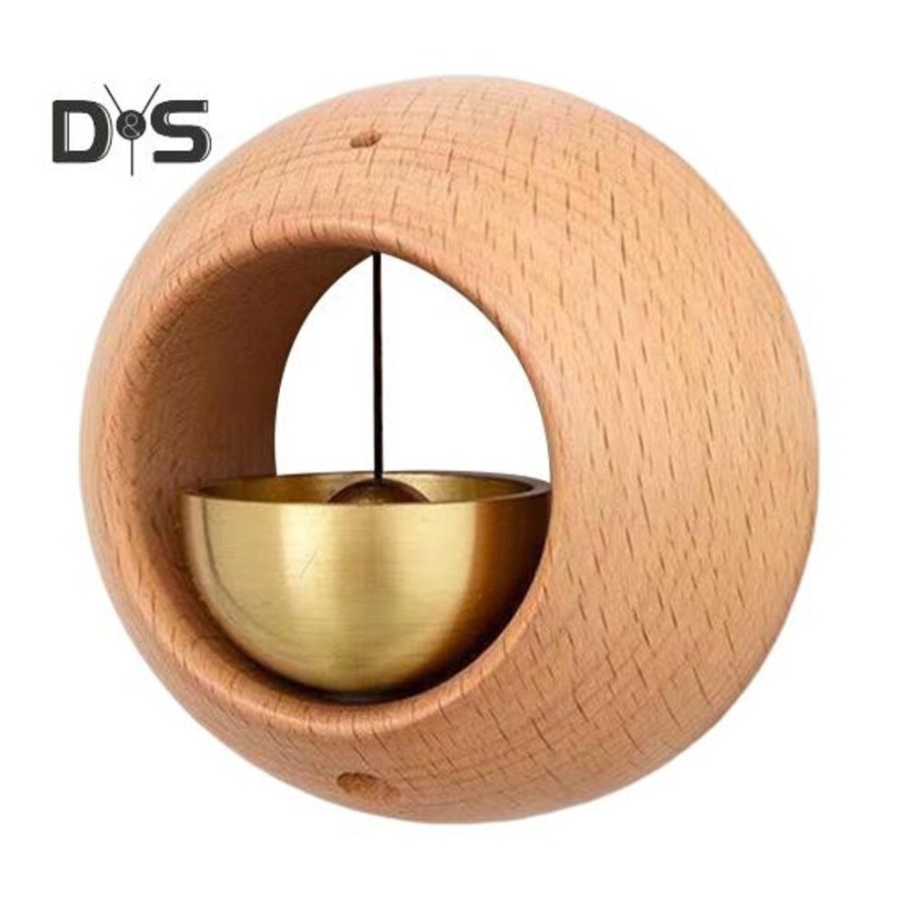 (as the picture, A Round) Wood Brass Shopkeepers Bell Loud Sound Front Door Hanging Bell Wind Chime Magnetic Door Opening Doorbell Home Office Shop Entrance Decoration