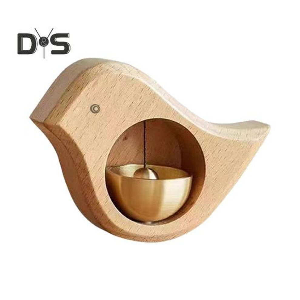 (as the picture, A Bird) Wood Brass Shopkeepers Bell Loud Sound Front Door Hanging Bell Wind Chime Magnetic Door Opening Doorbell Home Office Shop Entrance Decoration