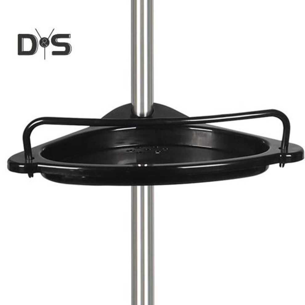 (black) Corner Shower Caddy Anti-rust Coating Simple Installation Four-tier Height Adjustable Shower Caddy Storage Rack