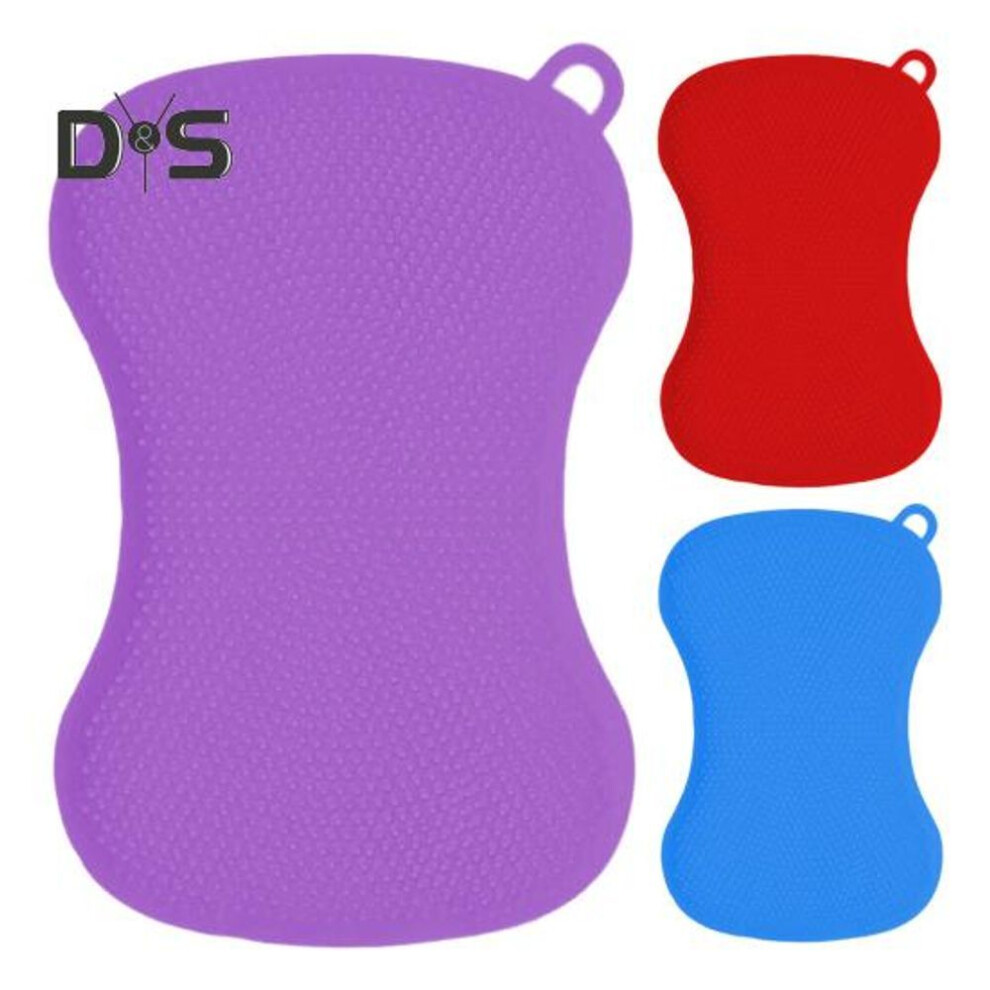 3pcs Bowl Cleaning Brush Fruit Vegetable Kitchen Scrub Brush Dishes Pots Pans Quick-drying Cleaning Sponge