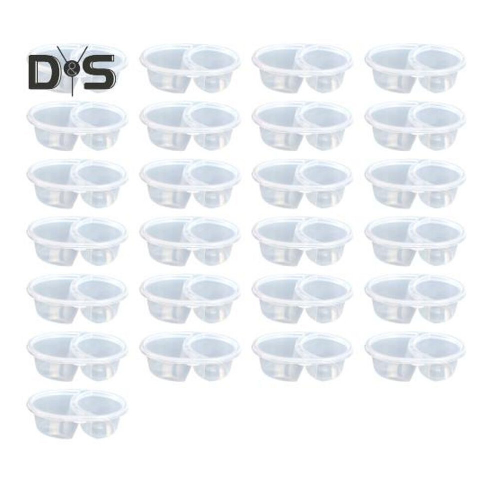 (as the picture, C 25 pcs) 5/10/15/25Pcs Seasoning Box Disposable And Reusable Leak-Proof Lid Double Compartment Condiment Container for Condiment Dip Sauce Sampling And Travel