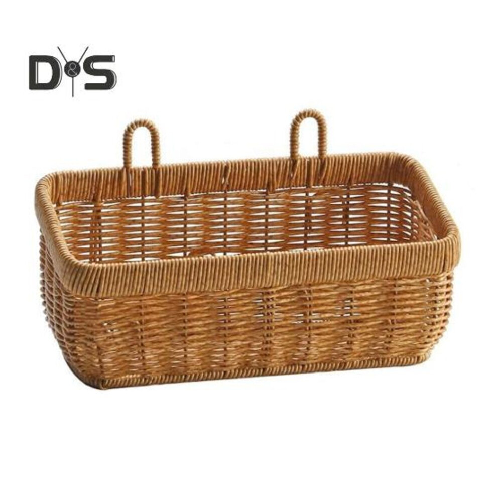 (as the picture, L) Woven Storage Basket Wall Hanging Vegetable Organizer Breathable Design Large Capacity Easy Access Wall-mounted Organizer