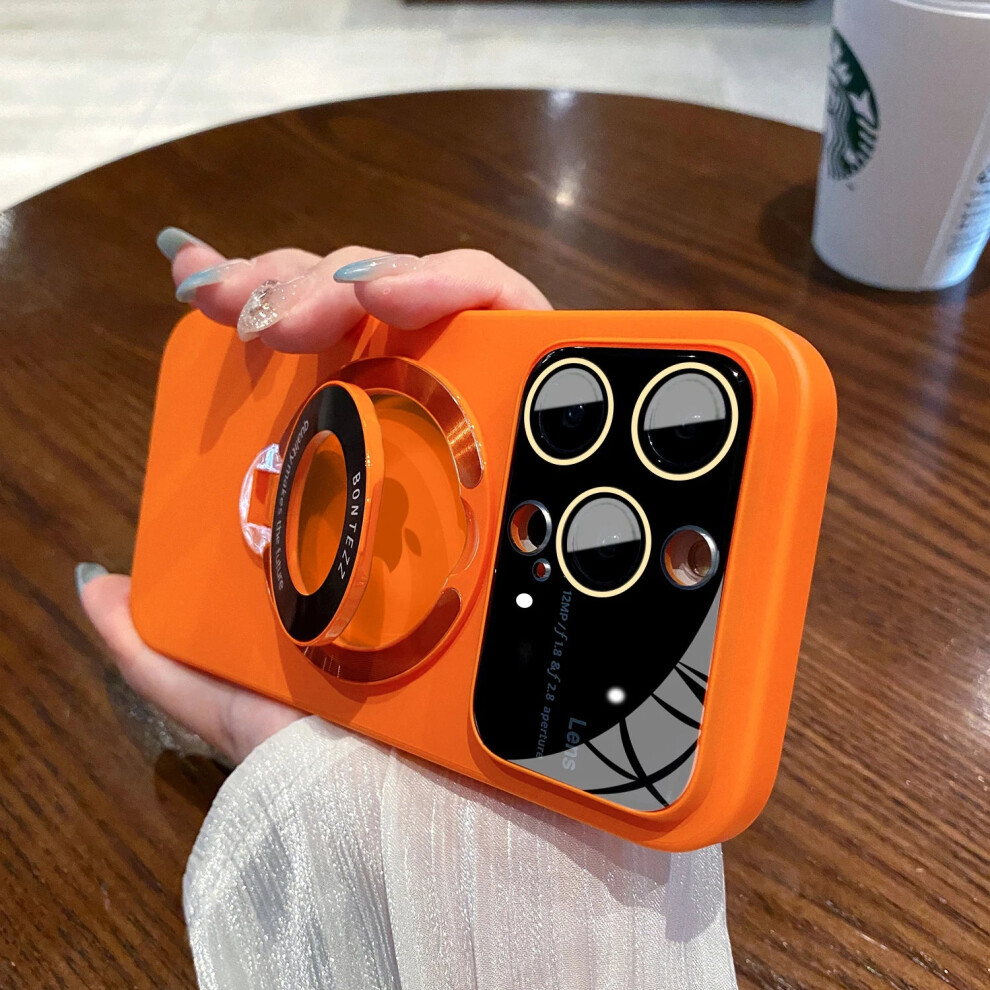 (, For Iphone13 Pro(6.1")) Magsafe Case For Iphone 15 14 13 Stand Holder Glass Lens Protector Orange 3706393433513