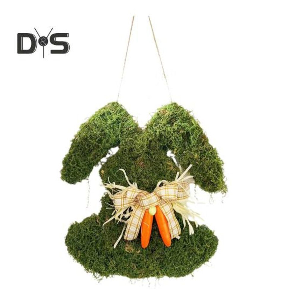 Easter Bunny Wreath Spring Season Rabbit Shaped Greenery Wreath Front Door Artificial Moss Garland for Home Window Wall Decor