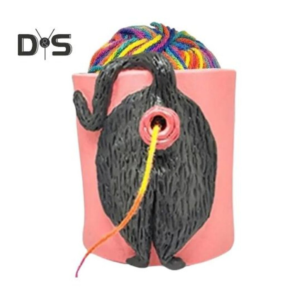 (as the picture, A) Cat Yarn Bowl Resin Crochet Yarn Holder Home Tabletop Decor Cartoon Cat Butt Yarn Dispenser Gift For Knitting Crocheting Enthusiasts