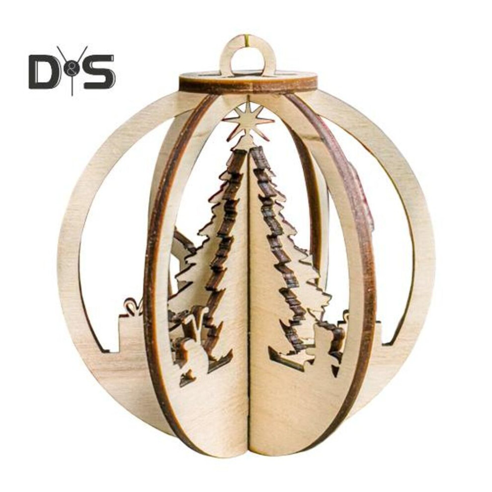 (as the picture, B) 1 Pc/3 Pcs Wooden Nativity Scene Pendant Jesus Christmas Tree Decorations 3D Carved Hollowed Religious Hanging Ornament Nativity Keepsake For Holiday