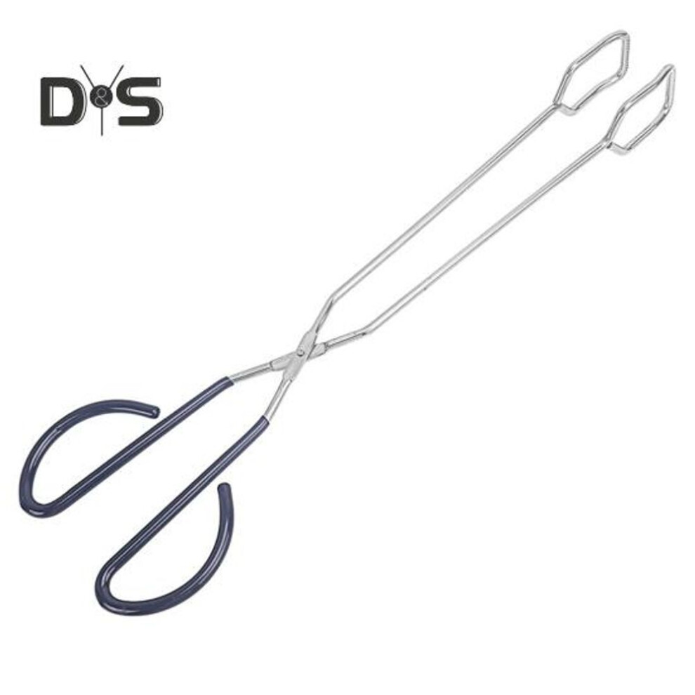 (XL) Food Scissor Tong Stainless Steel Non-slip Long Handle Anti-scald Multi-functional Steak Bread Carbon Serving Grilling Clip Clamp Kitchen BBQ Supplies