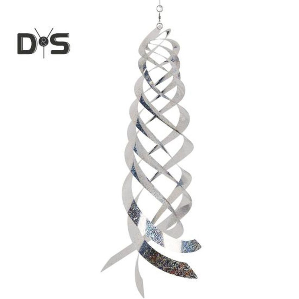 (silver) Bird Repellent Spiral Reflector Highly Reflective Wind Spinner Indoor Outdoor Garden Yard Farm Hanging Bird Deterrent Device Decoration