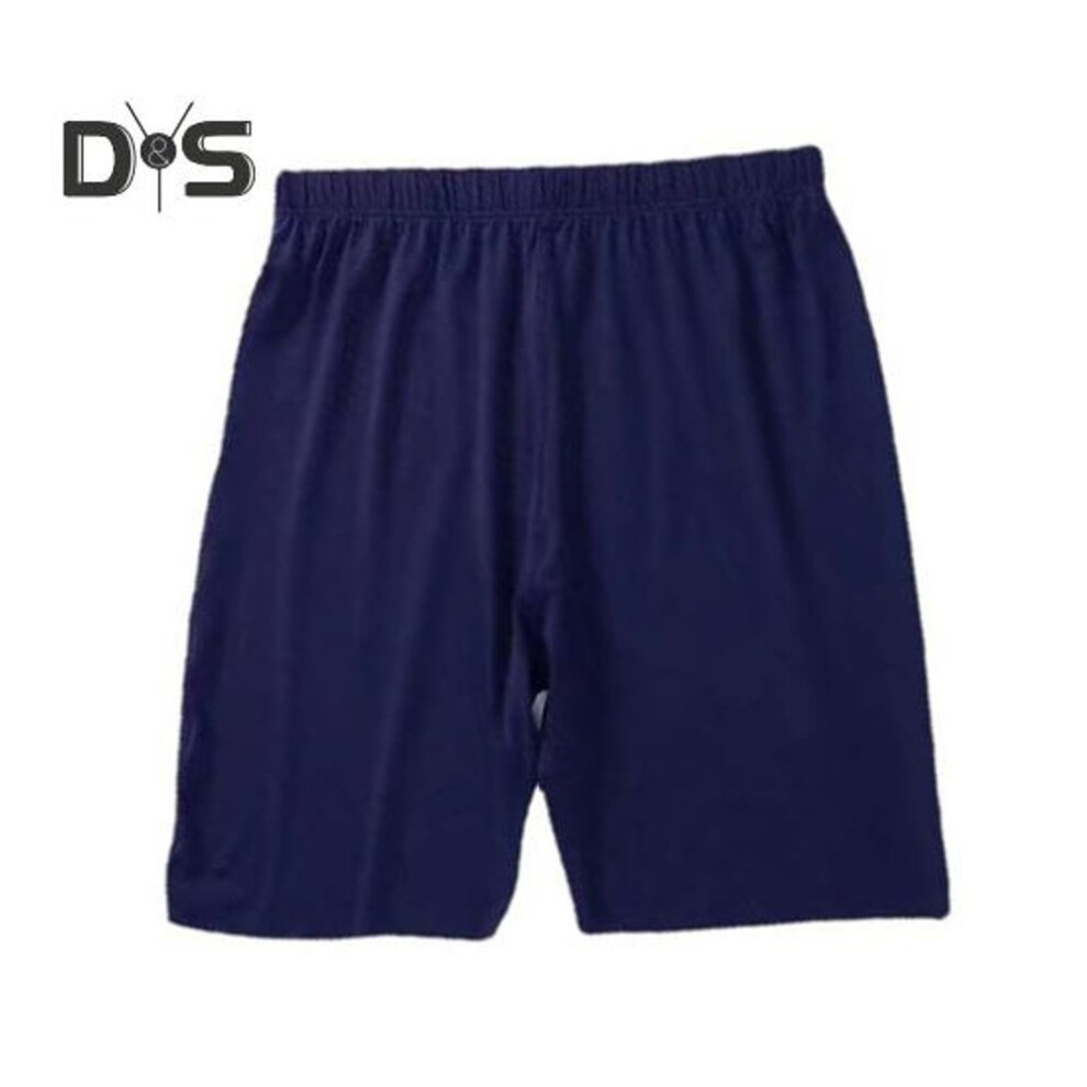 (3XL, navy blue) Men Men Pajama Shorts Elastic Waist Soft Breathable Knee Length Thin Comfortable Silky Solid Color Stretch Men Homewear Pants