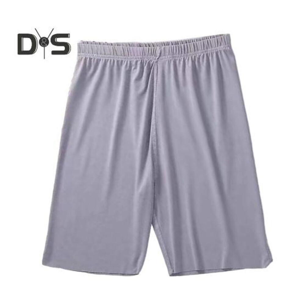 (4XL, grey) Men Men Pajama Shorts Elastic Waist Soft Breathable Knee Length Thin Comfortable Silky Solid Color Stretch Men Homewear Pants