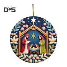 (as the picture, C) Christmas Jesus Nativity Ornaments The Birth of Jesus Keepsake 2D Acrylic Hanging Pendant for Home Tree Door Car Decor