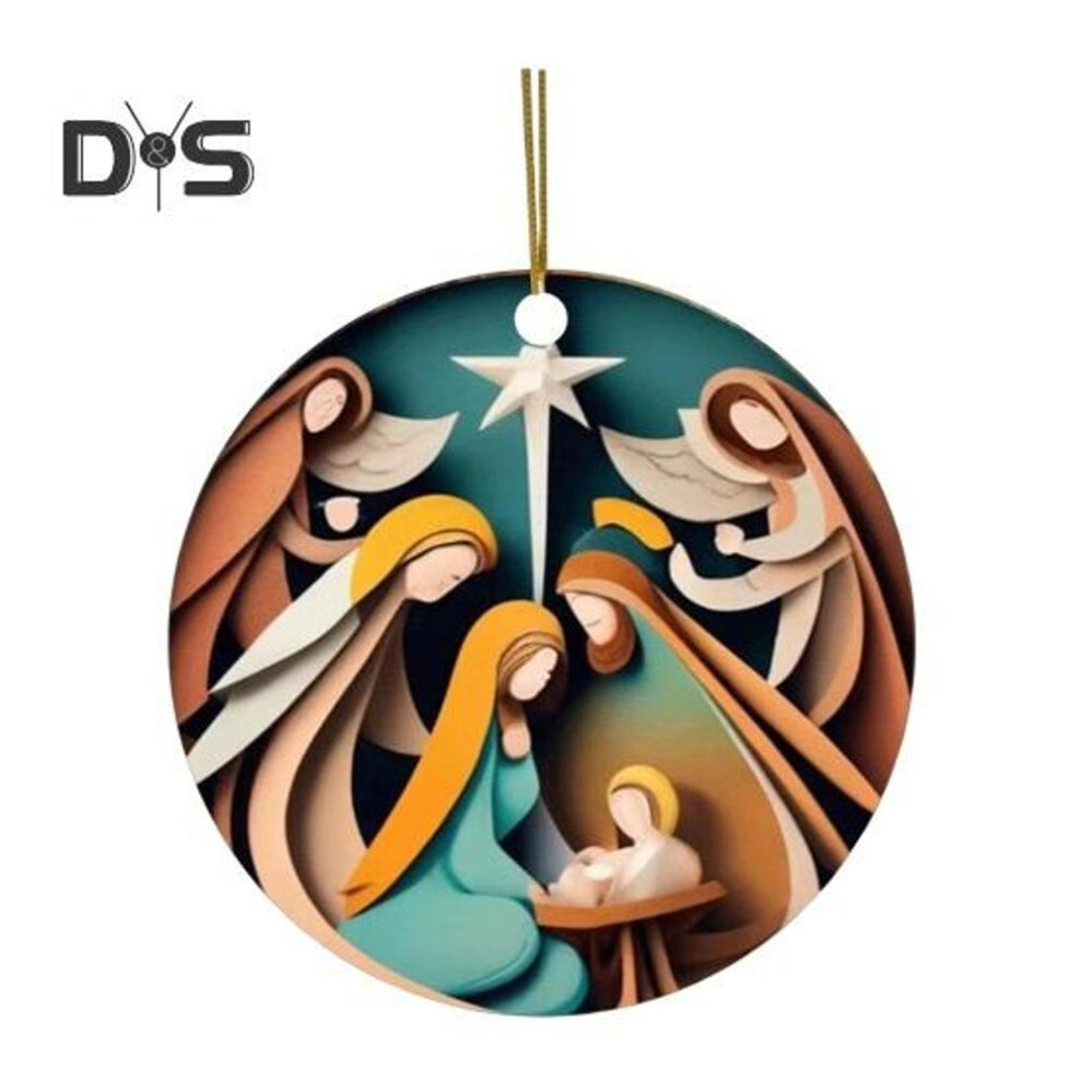 (as the picture, A) Christmas Jesus Nativity Ornaments The Birth Of Jesus Keepsake 2d Acrylic Hanging Pendant For Home Tree Door Car Decor