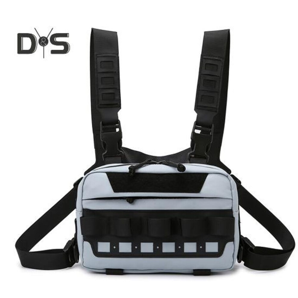 (grey) Chest Bag For Men Women Waterproof Outdoor Sports Chest Bag Running Vest Pouch For Fitness Workout Cycling Hiking