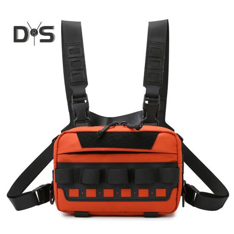 (orange) Chest Bag for Men Women Waterproof Outdoor Sports Chest Bag Running Vest Pouch for Fitness Workout Cycling Hiking