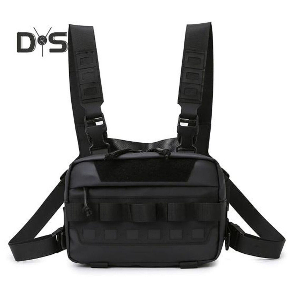 (black) Chest Bag for Men Women Waterproof Outdoor Sports Chest Bag Running Vest Pouch for Fitness Workout Cycling Hiking