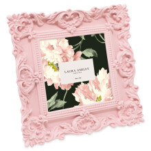 Laura Ashley 4x4 Pink Ornate Textured Hand-Crafted Resin Picture Frame with Easel & Hook for Tabletop & Wall Display Decorative Floral Design Home D?