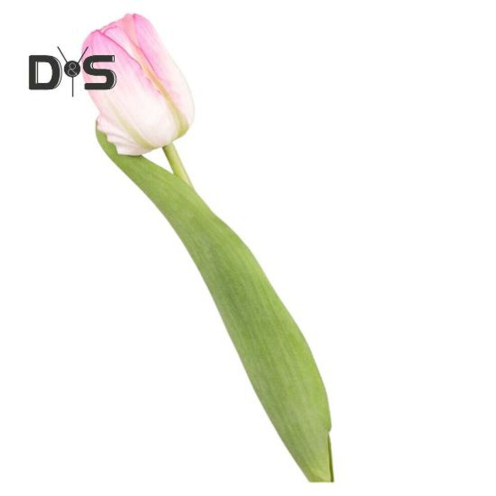 (pink green) Simulated Tulip 37cm Artificial Tulip Faux Silk Fake Tulip Flower Bulk for Vase Wedding Home Decor Spring Parties Mother's Day Gift