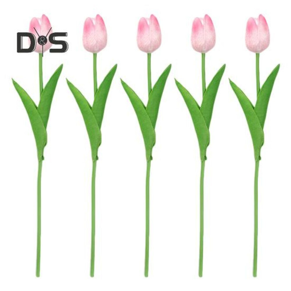 (cherry pink) 5 Pcs Simulated Tulip 34cm Artificial Tulip Fake Flowers Faux Tulip Bulk Mother's Day Gift for Vase Home Kitchen Wedding Spring Party Decorations