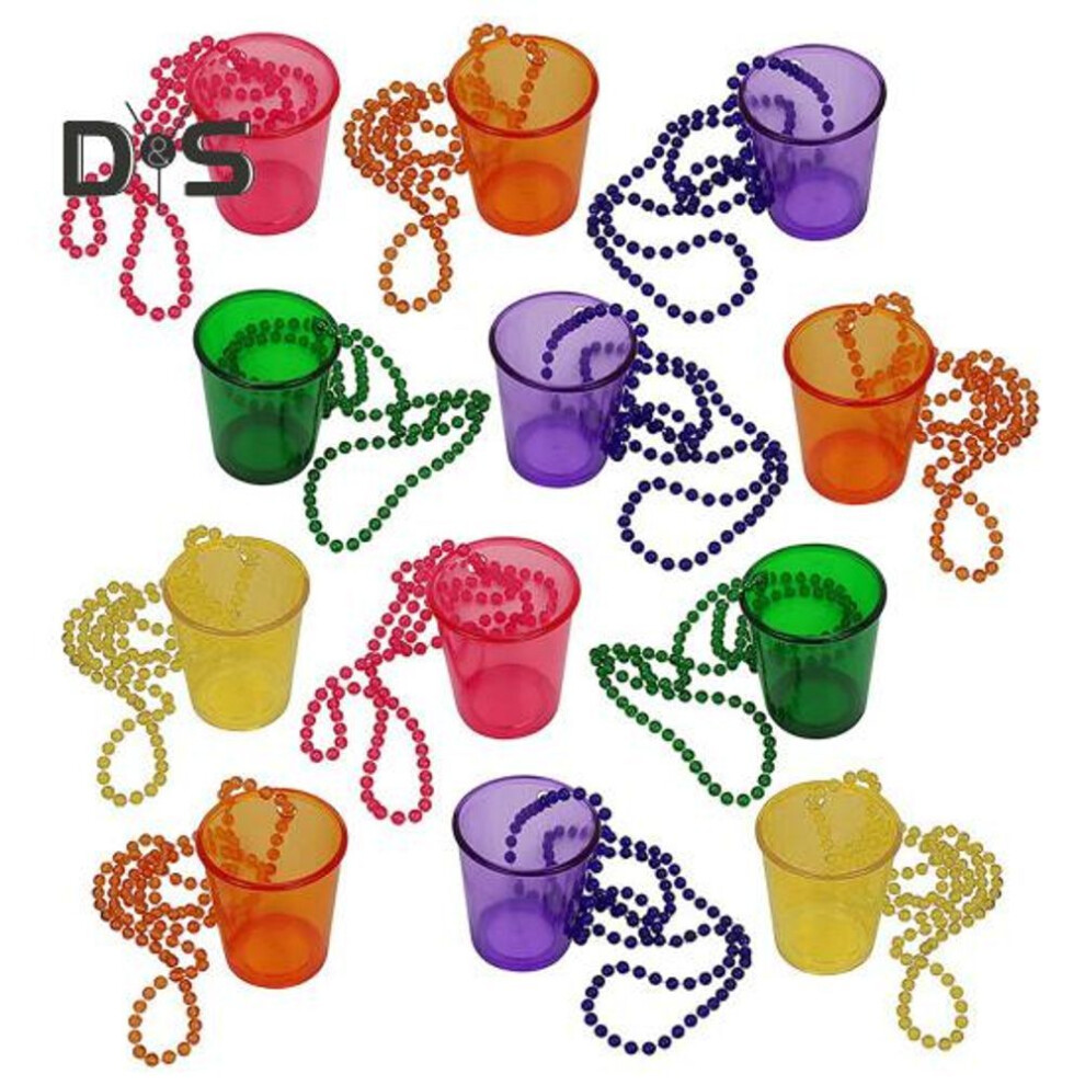 (multicolor) 12pcs Transparent Bead Chain Cup Bridal Shower Wine Glass Decoration Bachelorette Party Plastic Wine Glasses With Chain