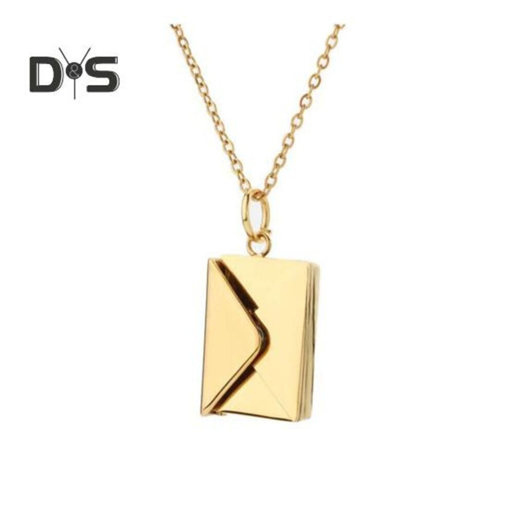 (golden) Creative Envelope Pendant Necklace Adjustable Length Women Necklace Birthday Valentine Day Jewelry Gift