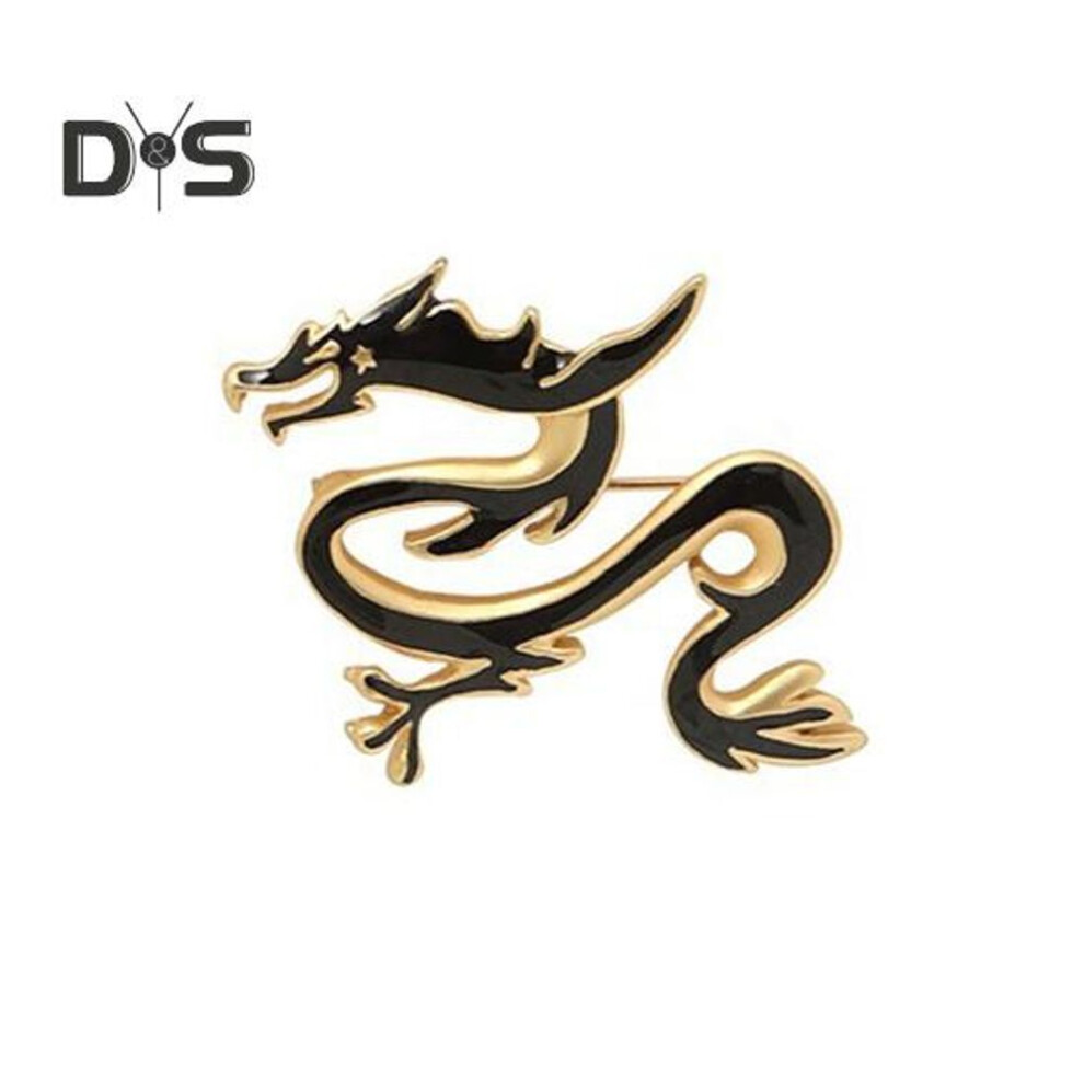 (black) Unisex Brooch Dragon Shape Stainless Exquisite Vintage Anti-slip Wear-resistant Coat Collar Hat Scarf Decoration Clothes Pin Garment Jewelry Suit