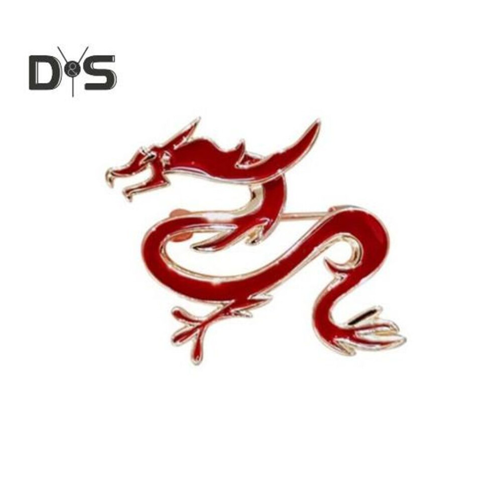 (red) Unisex Brooch Dragon Shape Stainless Exquisite Vintage Anti-slip Wear-resistant Coat Collar Hat Scarf Decoration Clothes Pin Garment Jewelry Suit