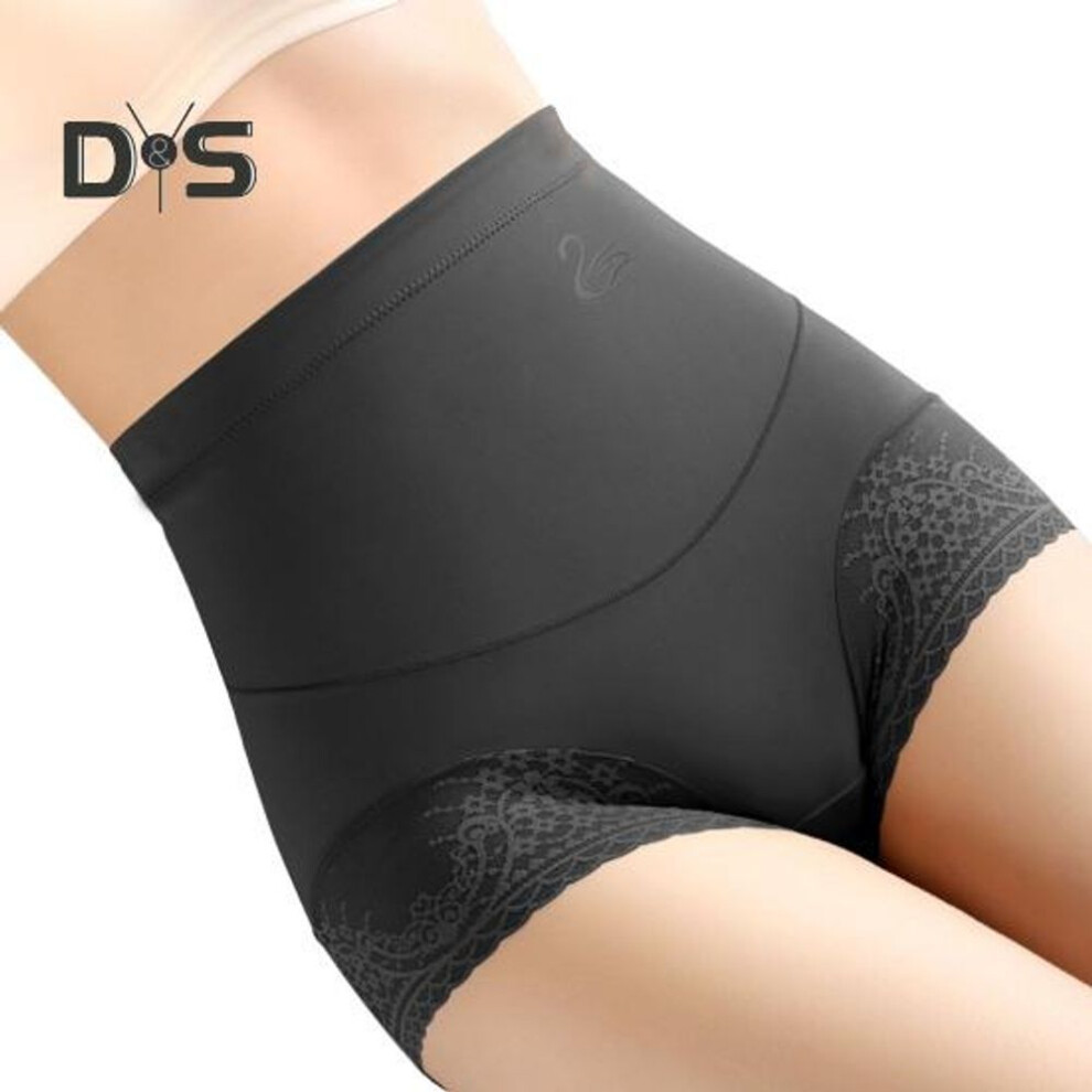 (black, XL) Women High Waist Underwear Sexy Floral Lace Tummy Control Hip Support Postpartum Recovery Stretch Breathable Ladies Female Slimming Brief Panties