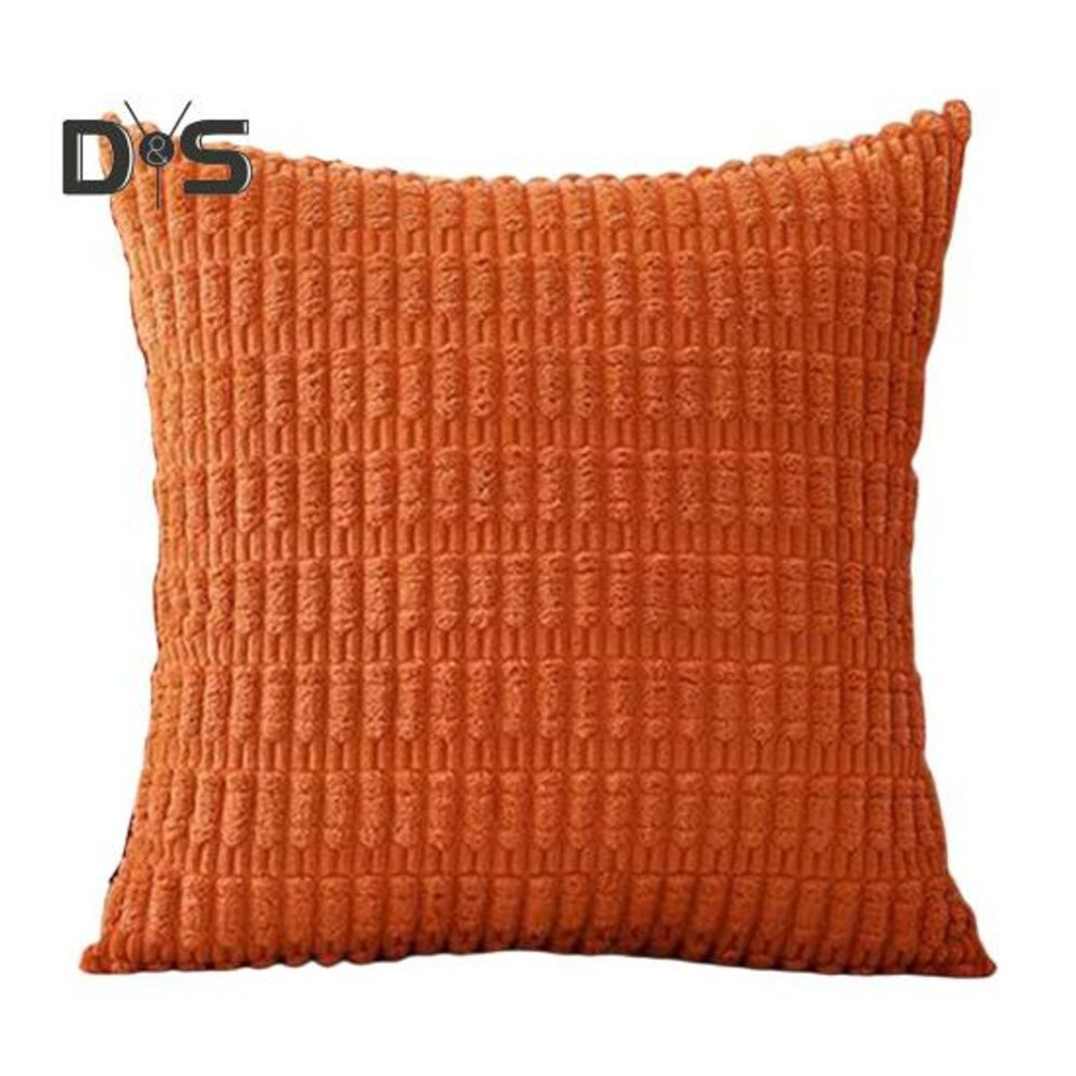(orange, 45x45cm) Corduroy Pillowcase Solid Color Hidden Zipper Wheat Ear Grain Texture Square Shape Bedroom Living Room Sofa Decoration Pillowcase Pillow Cover