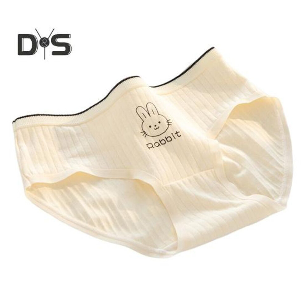 (as the picture, L 1) Women Underpants Mid Waist Cartoon Print Japanese Style Butt-lifted Good Breathability Elastic Quick-drying Sport Casual Briefs Female Panties